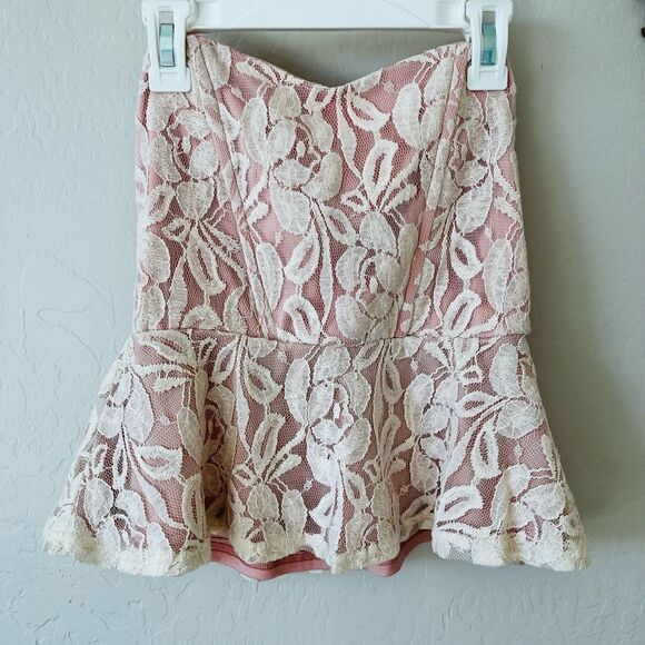 Y2K tops | pink ivory peblem sweetheart neckline sleeveless crop top size m - Picture 2 of 7